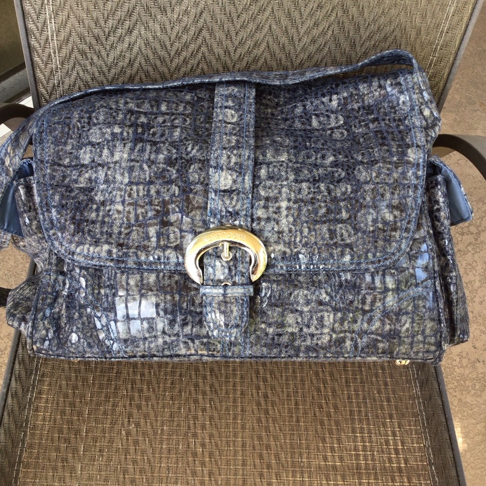 Kalencom Blue Nylon Croc Pattern Diaper Bag